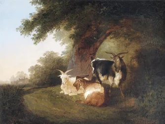 Drei Ziegen in einer Landschaft, 1848